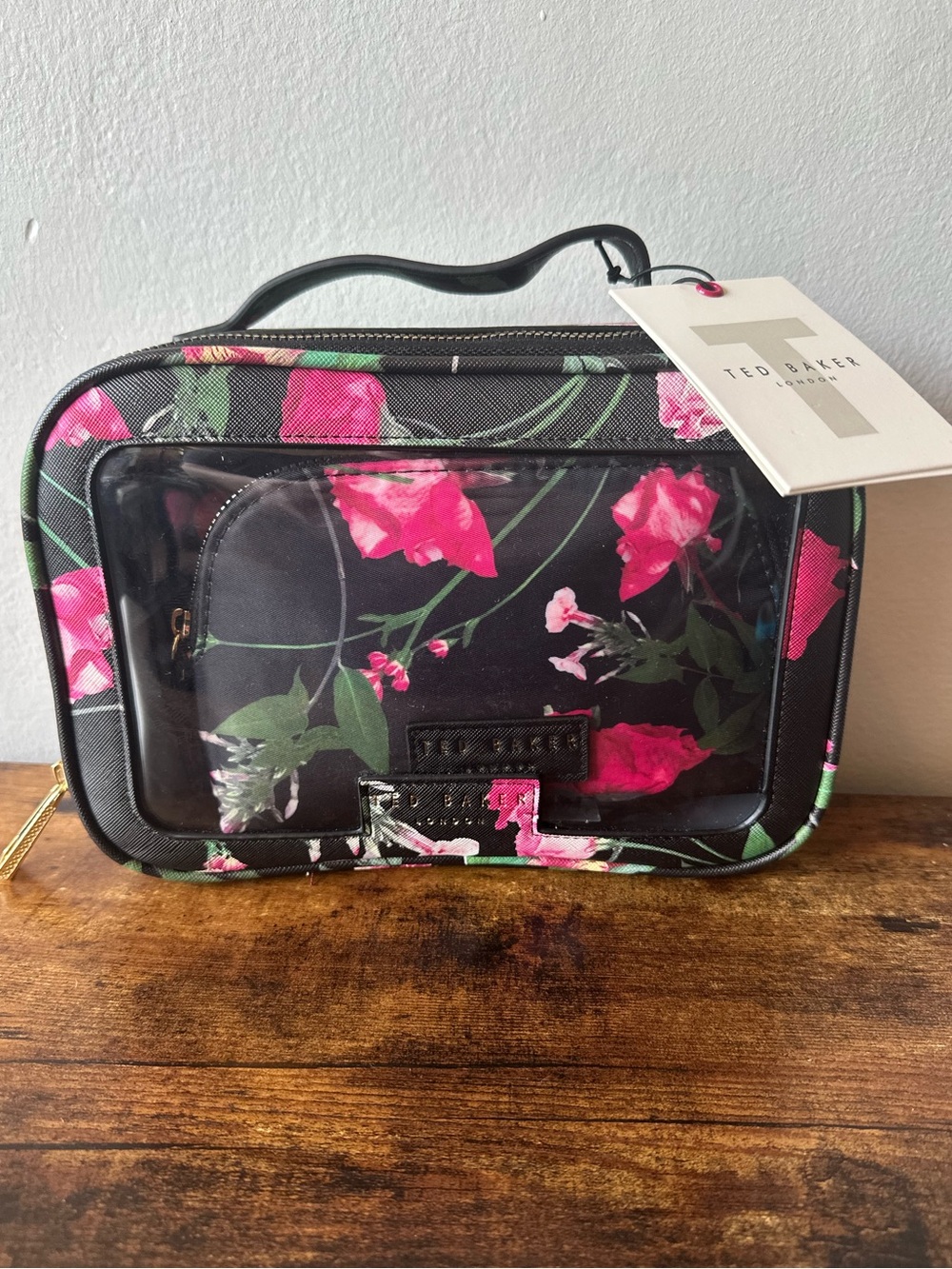 Ted Baker 3-Piece Black Floral Travel Cosmetic Set Giftable Luxury NWT - Picture 3 of 7
